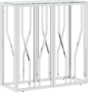 vidaXL Stolik konsolowy, 70x30x70 cm, stal nierdzewna i szkło 2