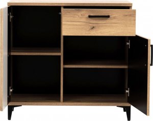 BogFran Komoda mała z szufladą dąb czarna połysk ARIS AS2 3