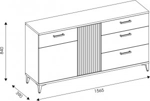 BogFran Komoda duża z szufladami czarna połysk ARIS AS3 4