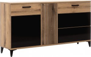 BogFran Komoda duża z szufladami czarna połysk ARIS AS3 6