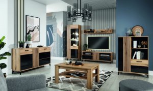 BogFran Komoda duża z szufladami czarna połysk ARIS AS3 9