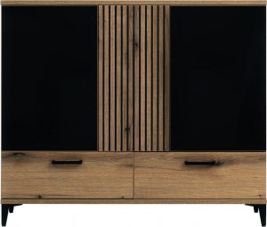 BogFran Komoda z szufladami dąb czarna połysk ARIS AS4 2