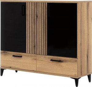 BogFran Komoda z szufladami dąb czarna połysk ARIS AS4 5