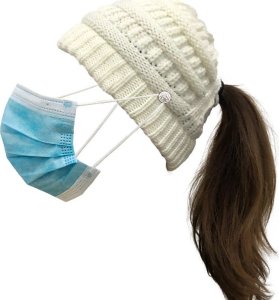 Modi Home Czapka zimowa na kucyk - biała 2