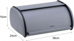 Chlebak KingHoff Chlebak metalowy KINGHoff 1751 pojemnik na pieczywo stalowy szary 2