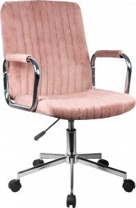 Krzesło biurowe Fabryka Mebli Akord Krzesło welurowe obrotowe FD-24 - Różowe 1
