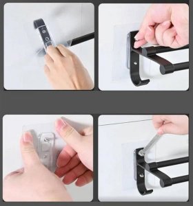 Aptel Stalowy WIESZAK na Ręczniki Łazienkowy w stylu Loft 60x11cm czarny mat AG988 6