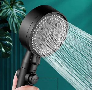 Słuchawka prysznicowa Aptel SŁUCHAWKA Prysznicowa z wbudowanym Wentylatorem + wąż 150cm czarna AG894A 6