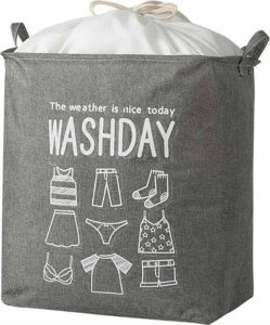 Kosz na pranie Aptel POJEMNIK na Pranie Worek 70 litrów 44x33x53cm szary BQ66 2