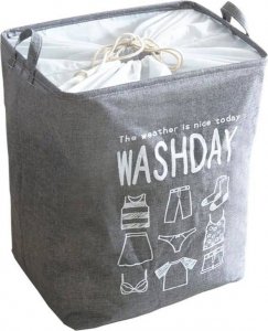 Kosz na pranie Aptel POJEMNIK na Pranie Worek 70 litrów 44x33x53cm szary BQ66 3