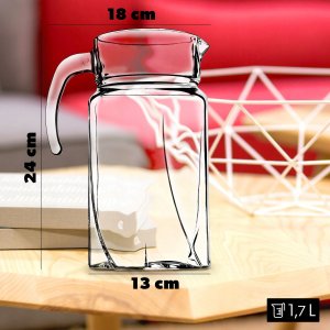 Kadax Dzbanek Szklany Do Napojów Wody Soku 1,7L Pojemny 3