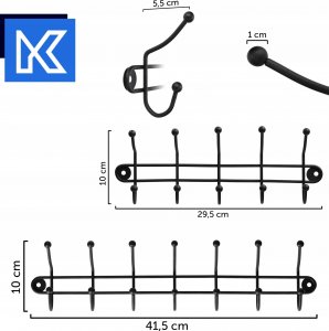 Kadax KADAX Wieszak Ścienny Na Ubrania Uchwyt 5+7 Haków 3