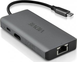 HUB USB Techonic ADAPTER HUB VIDVIE HUB01 1XUSB 3.0+2XUSB 2.0+1XHDMI+1XRJ45+1XPD+TYPE C  (SZARY) 1