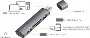 HUB USB LogiLink LogiLink USB 3.2 HUB 2-port, Gen2 mit Kartenlesern, Alu 8