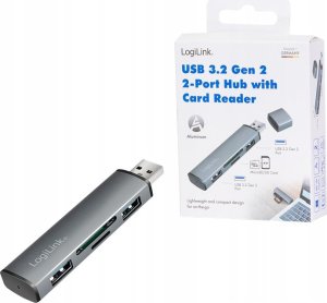 HUB USB LogiLink LogiLink USB 3.2 HUB 2-port, Gen2 mit Kartenlesern, Alu 10