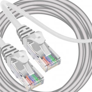 4kom.pl Kabel przewód sieciowy szybki Skrętka Gold LAN UTP 5E RJ-45 30m internetowy biały 1