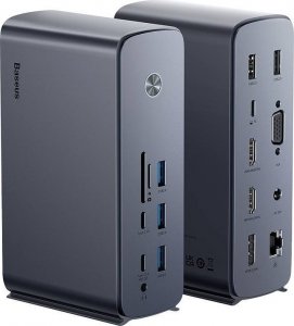 HUB USB Baseus Hub Baseus UnionJoy 17-Port (USB-C do HDMI4K@60Hz*2+DP4K@60Hz*1+USB3.0*3+USB-C3.0*2+USB2.0*2+PD*1+PC*1+RJ45*1+SD/TF*1+3.5mm*1+DC*1) 2