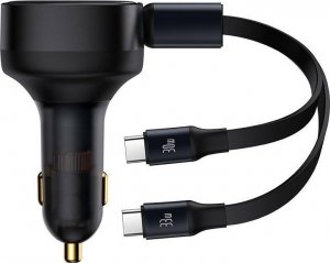 Ładowarka Baseus Ładowarka samochodowa Baseus Enjoyment z kablami USB-C, 33W (czarna) 2