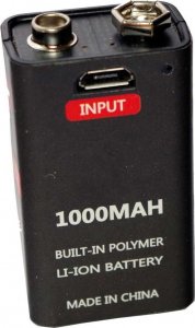 MotoMer Akumulatorek bateria 9V 1000 mah z USB 6LR61 6F22 6AM6 522 Block 9V MN1604 1