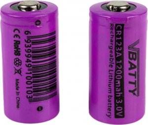 MotoMer 2x bateria akumulatorek CR123a 3,0 V 1200 mAh nowy RCR 16340 Li-ion Lithium 1