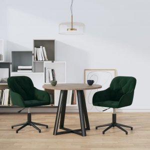 vidaXL Obrotowe krzesła stołowe, 2 szt., ciemnozielone, aksamitne 1