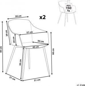 Beliani Zestaw 2 krzeseł do jadalni białe FONDA II 8
