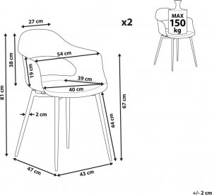 Beliani Zestaw 2 krzeseł różowy UTICA 9