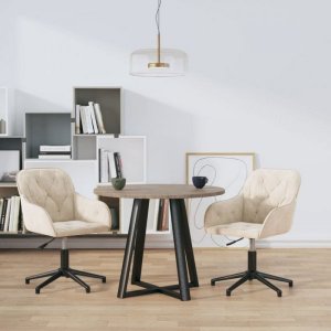 vidaXL Obrotowe krzesła stołowe, 2 szt., kremowe, aksamitne 1