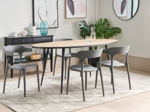 Beliani Zestaw 4 krzeseł do jadalni szary GUBBIO 3