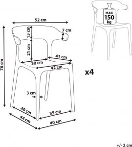 Beliani Zestaw 4 krzeseł do jadalni szary GUBBIO 10