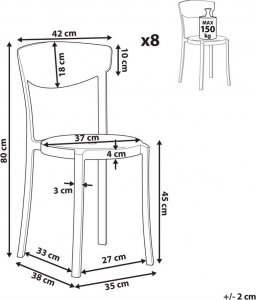 Beliani Zestaw 8 krzeseł do jadalni ciemnoszary VIESTE 10