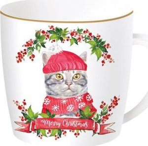 EASY LIFE CHRISTMAS CATS Kubek porcelanowy w blaszanym pudełku 350 ml 1