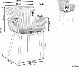 Beliani Zestaw 4 krzeseł do jadalni jasnoszary PESARO 9