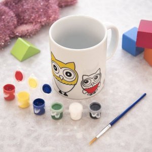 Orion Kubek do malowania z farbkami porcelanowy sowa 330 ml 2