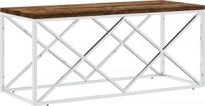 vidaXL Stolik kawowy, stal nierdzewna i lite drewno z odzysku 2