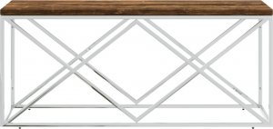 vidaXL Stolik kawowy, stal nierdzewna i lite drewno z odzysku 3