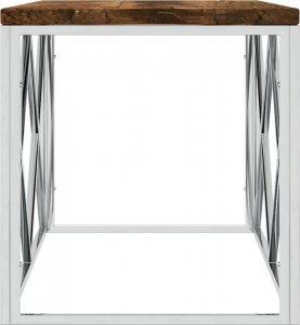 vidaXL Stolik kawowy, stal nierdzewna i lite drewno z odzysku 4