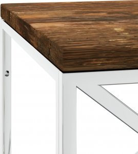 vidaXL Stolik kawowy, stal nierdzewna i lite drewno z odzysku 5