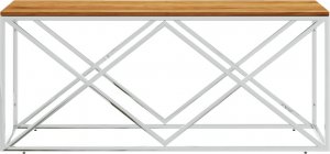 vidaXL Stolik kawowy, stal nierdzewna i lite drewno akacjowe 3