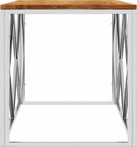 vidaXL Stolik kawowy, stal nierdzewna i lite drewno akacjowe 4