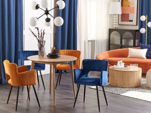 Beliani 2 krzesła do jadalni welurowe granatowy SANILAC 2