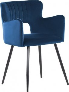 Beliani 2 krzesła do jadalni welurowe granatowy SANILAC 4