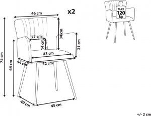 Beliani 2 krzesła do jadalni welurowe granatowy SANILAC 9