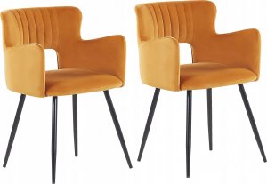 Beliani 2 krzesła do jadalni welurowe pomarańczowe SANILAC 1