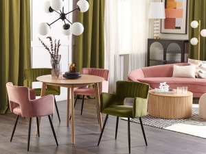 Beliani 2 krzesła do jadalni welurowe zielony oliwkowy SANILAC 2