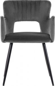 Beliani 2 krzesła do jadalni welurowe ciemnoszare SANILAC 3