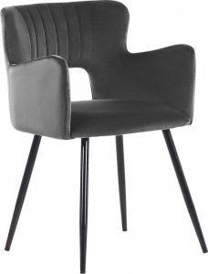 Beliani 2 krzesła do jadalni welurowe ciemnoszare SANILAC 4