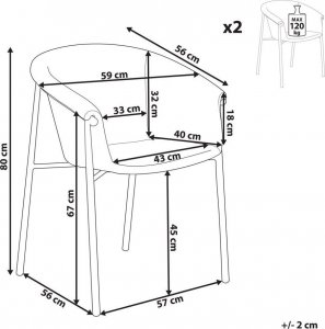 Beliani Zestaw 2 krzeseł do jadalni pomarańczowy AMES 9