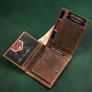 Peterson Skórzany męski portfel PTN N79 2-1-4 HUNTER NoSize 5