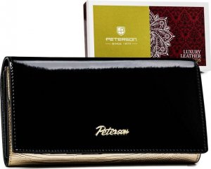 Peterson Czarno-złoty lakierowany portfel damski  Peterson 1